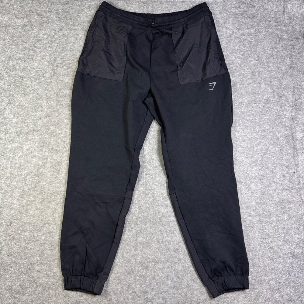 Gymshark Joggers Mens XL Black Drawstring Elastic Workout Gym Running Sweatpants